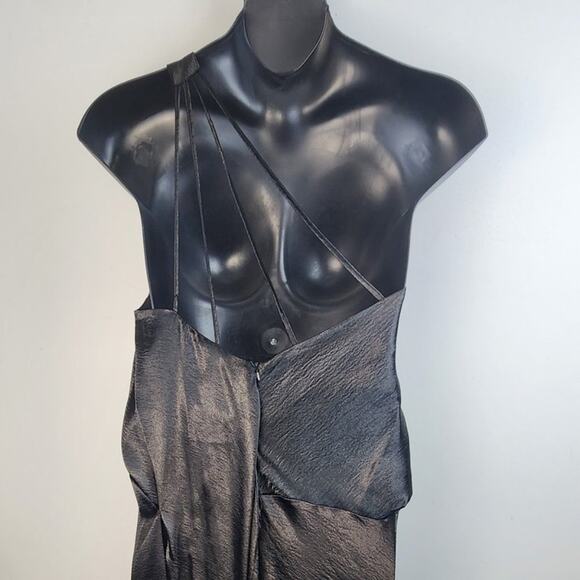 NWT ASOS DESIGN One Shoulder Satin Maxi Dress Split Strap Detail Size 10 Elegant - Picture 8 of 8